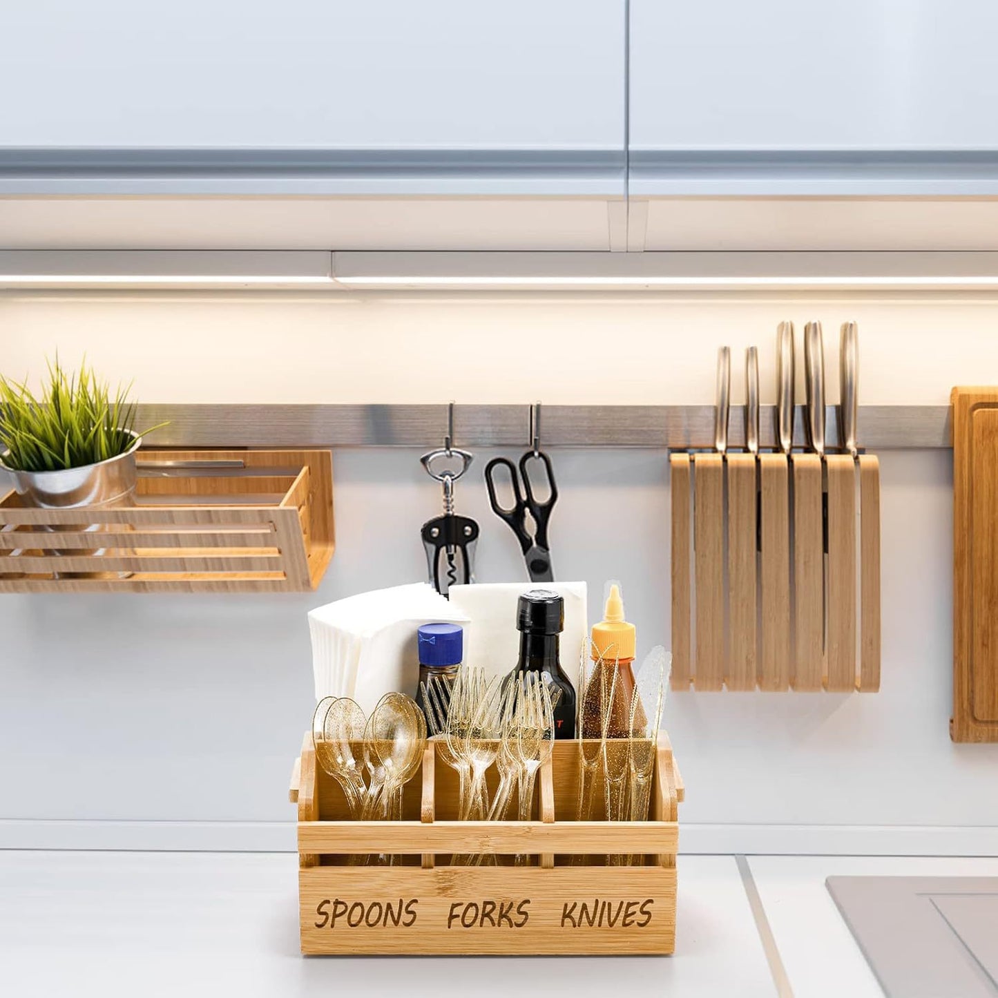 Solid Wooden Knife and Fork Organizer