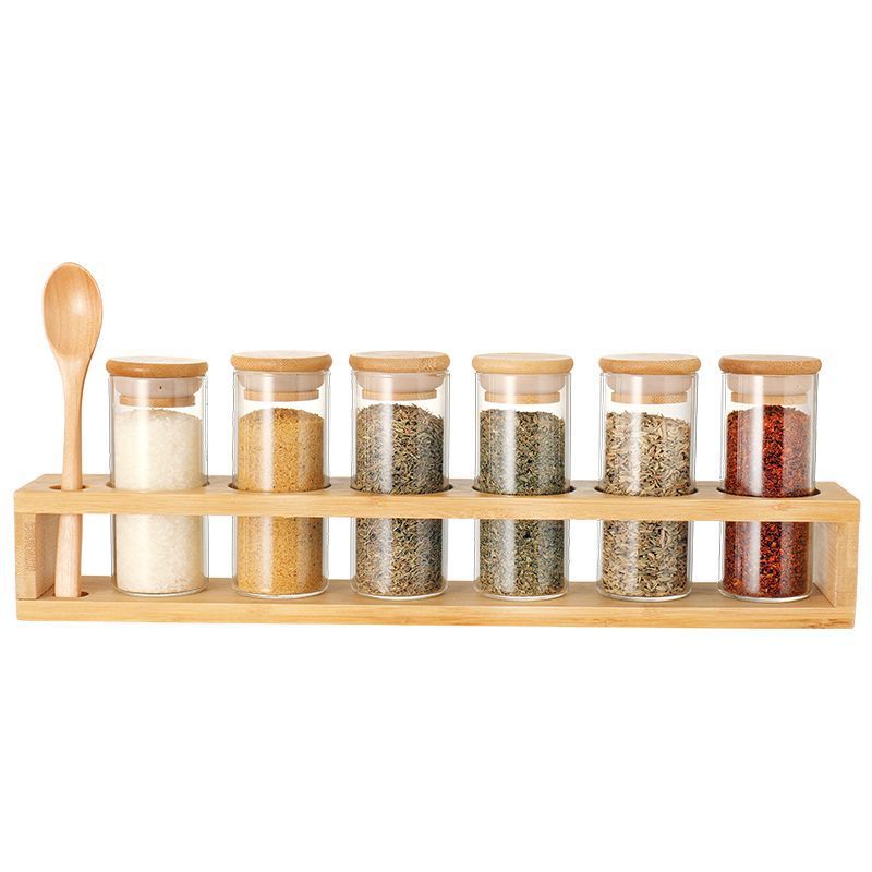 Airtight jar Bamboo lid glass storage jar