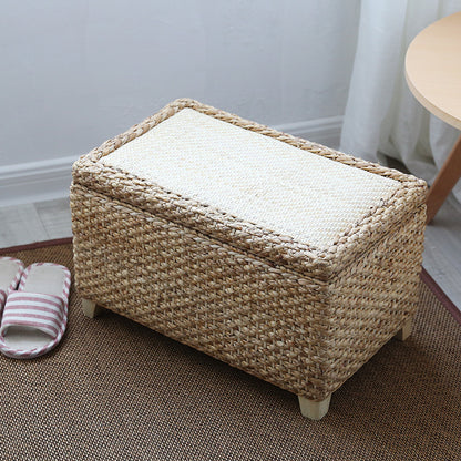 Rattan Storage Stool Foyer Shoe Stool